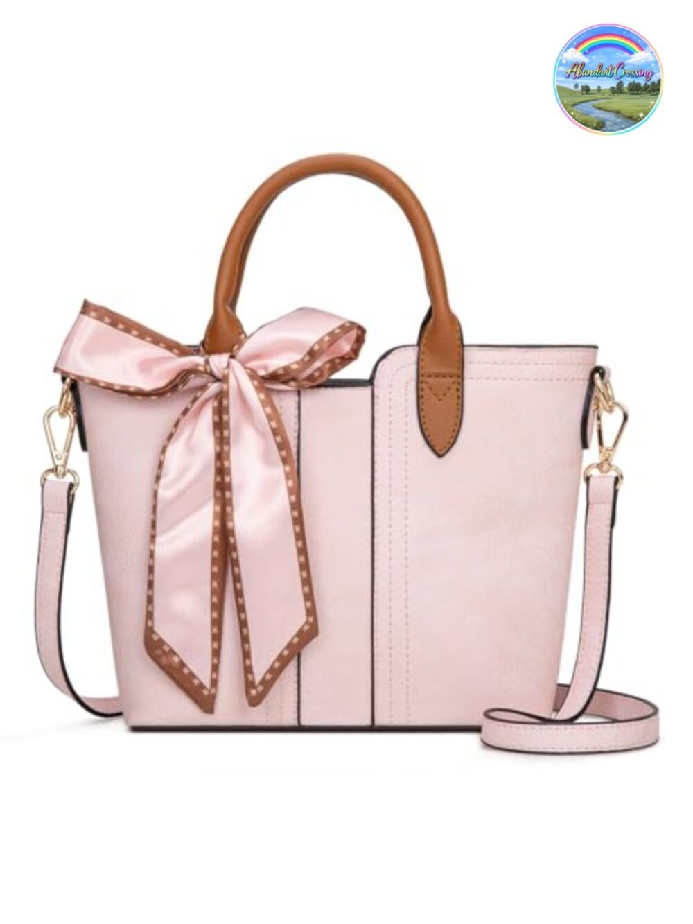 Vegan Leather Satchel Crossbody Purse with Detachable Strap